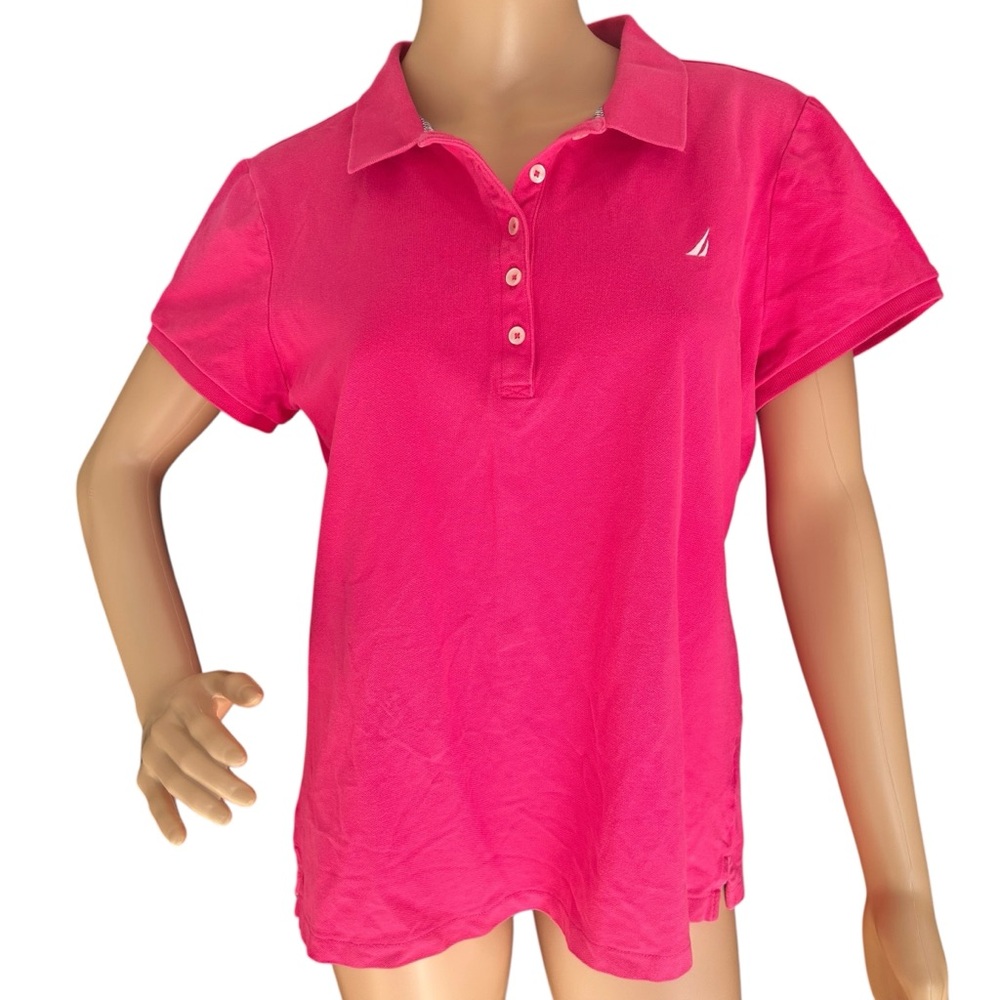 Nautica pink stretch polo shirt women’s size XL short sleeve cotton